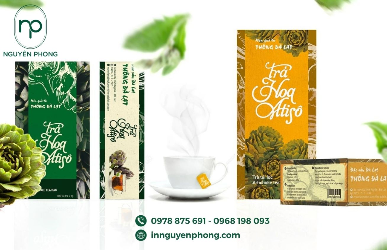 Mẫu hộp giấy đựng trà atiso truyền thống 